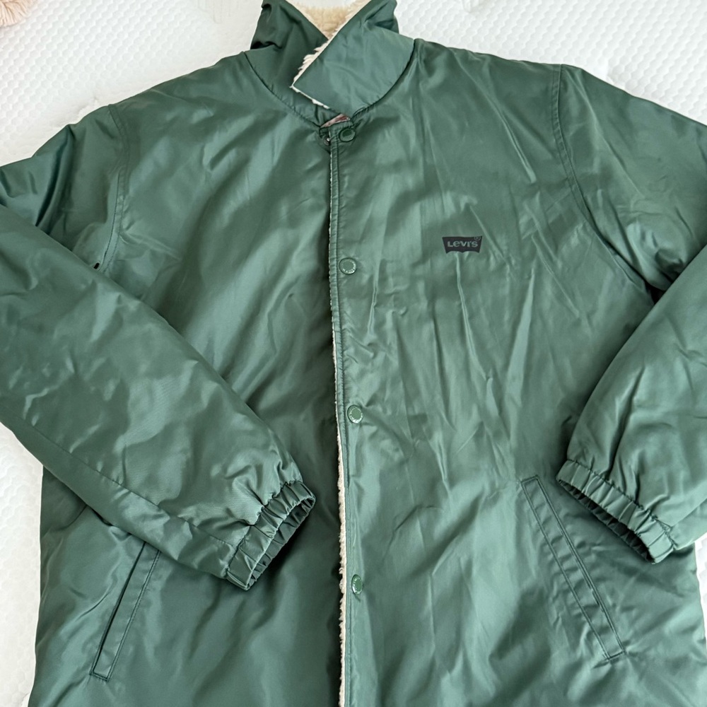 Levi's Green Bomber Jacket with Stand-Up Collar